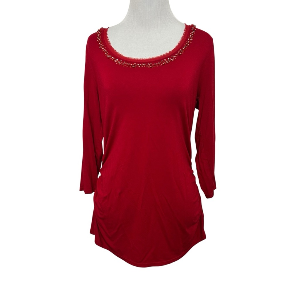 5/$30 🎈 White House black market medium red beaded blouse